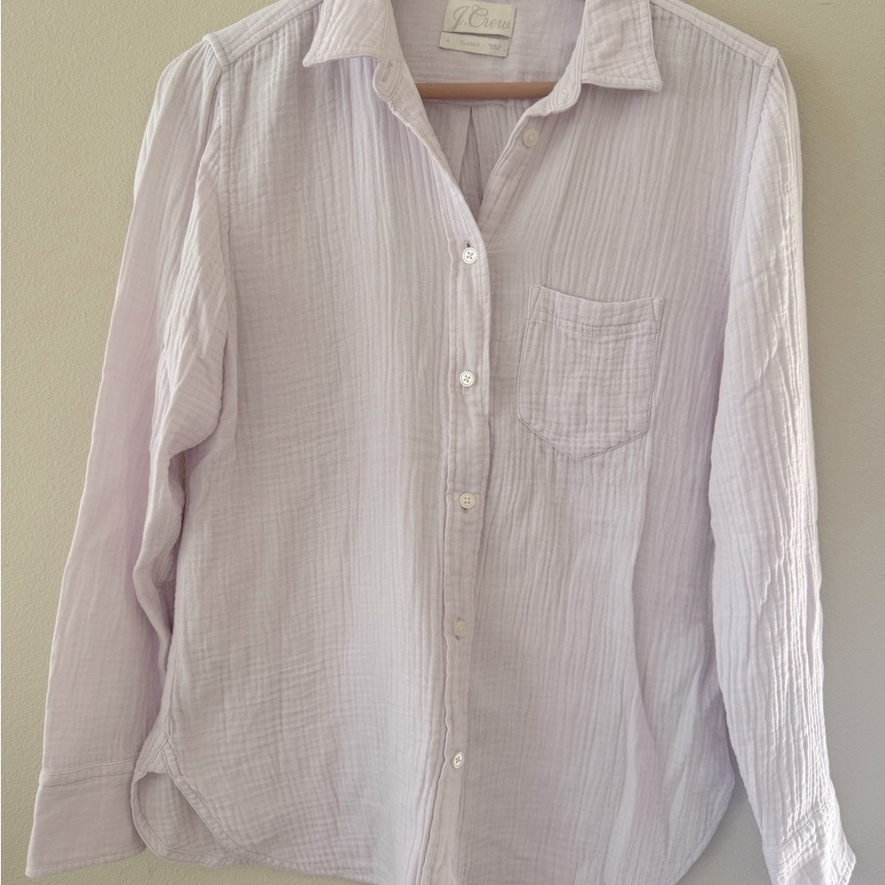 J. Crew Classic Fit Double Gauze Top Iced Lavender